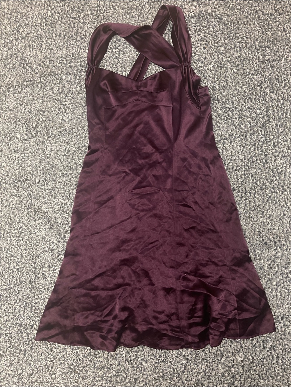 Jones New York Dress Purple Satin Crisscross Halter Dress
